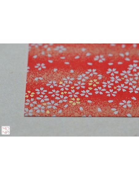 Chiyogami 008 fiori di ciliegio su rosso