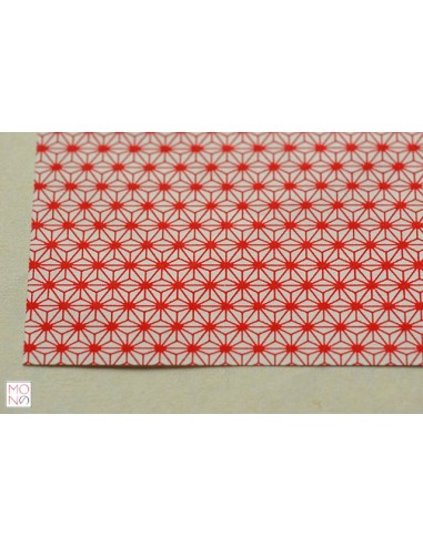 Chiyogami 015 Asanoha rosso su bianco