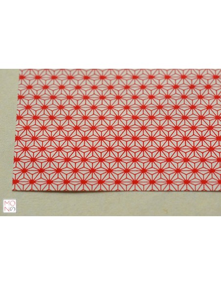 Chiyogami 015 Asanoha rosso su bianco