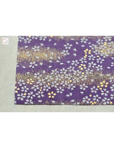 Chiyogami 041 fiori ciliegio oro su viola