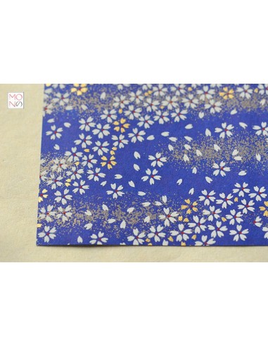 Chiyogami 075 fiori ciliegio bianco oro blu